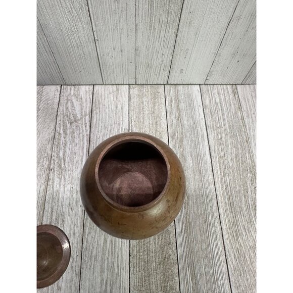 Vintage Solid Metal Urn Vase Ginger Jar with Lid 6.5'' Tall - Picture 3 of 7
